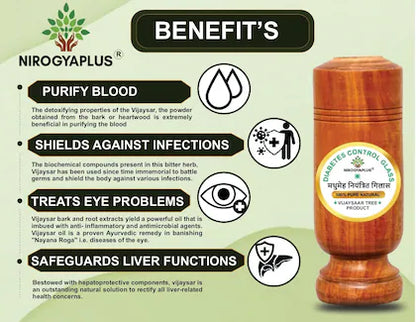 VEDANIYA™ Vijaysar Wood Glass – Natural Wellness in Every Sip