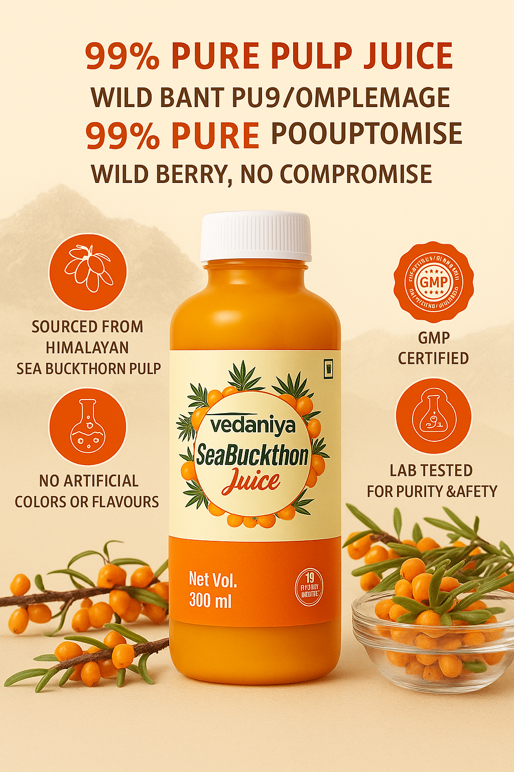 Himalayan Sea Buckthorn Berries Juice - Pure & Natural